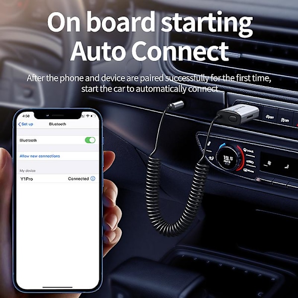 Auton Bluetooth-vastaanotin 5.3 Stereo Langaton USB-dongle 3,5 mm:n liitäntään AUX-äänensovitin Mikrofoni Handsfree-puhelu ja TF-korttipaikka