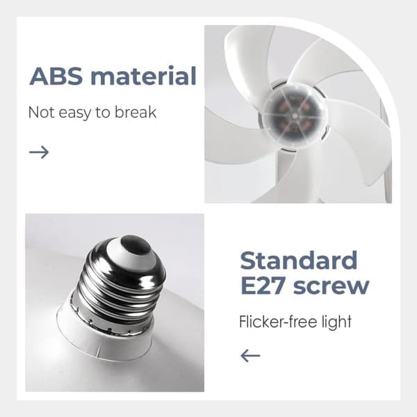 Loftventilator med lampe E27, fjernstyret ventilatorlampe med 3 hastigheder til soveværelse/stue