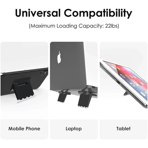 Sæt med 2 vita mini computerstativer, usynligt computerstativ, sammenklappeligt computerstativ, letvægtsstativ, egnet til tastaturplader og bærbare da...
