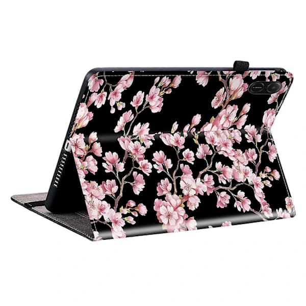 HA~Läderfodral för Honor Pad X8a Mönstrat Ställ Tablet Skydd med Kortfack - Plommonblomma