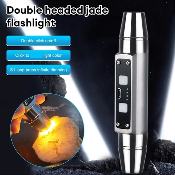 Dobbelthodet Jade lommelykt 6 USB direkte lading identifikasjon smykker Jade fluorescerende lampe, Bla