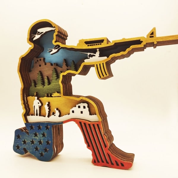 /HA/Skovdyr Træindretning Nordamerikansk flerlags ornament (Soldat)