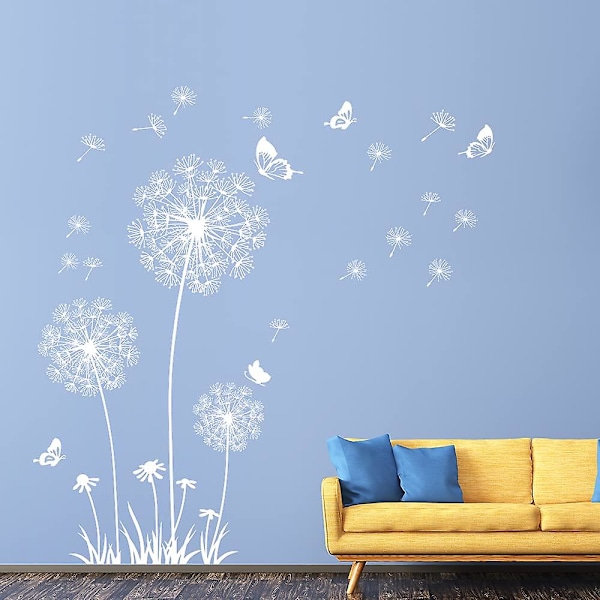 Dandelion Wall Stickers Flower Wall Decals Butterflies Flying Wall Decors Art Stickers Wall Decor