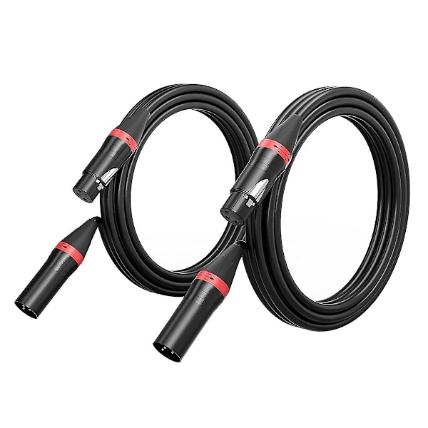 2-pakning 10 fot XLR-mikrofonkabler, XLR-kabel XLR hann til hunn lydmikrofonkabel mikrofon