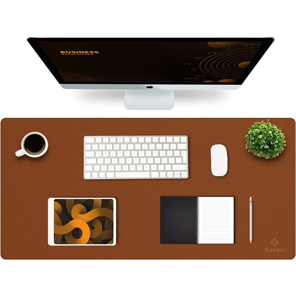 /HA/ Skrivbordsmatta, Skrivbordsunderlägg, Skrivbordsmatta 43cm x 90cm, Laptopmatta, Skrivbordsunderlägg för kontor och hem, Dubbelsidig (brun)