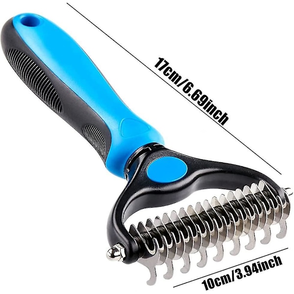 2 i 1 Pels Plettekam Til Hunde & Katte 2-Sided Undercoat Rake Gave