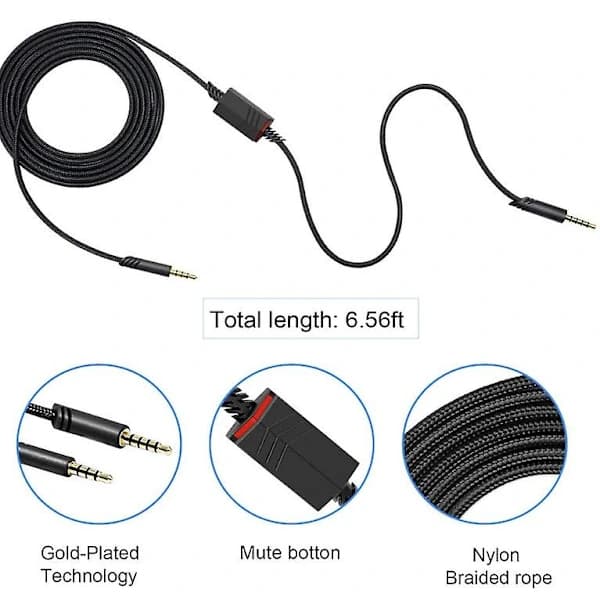 Erstatningskabel for headset, for Astro A10/A40 spillheadset 2 meter