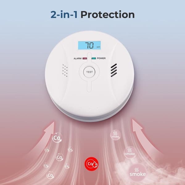Røg- & CO-alarm – 2-i-1 – Batteri – LCD – Alarm 85dB – CDR-803