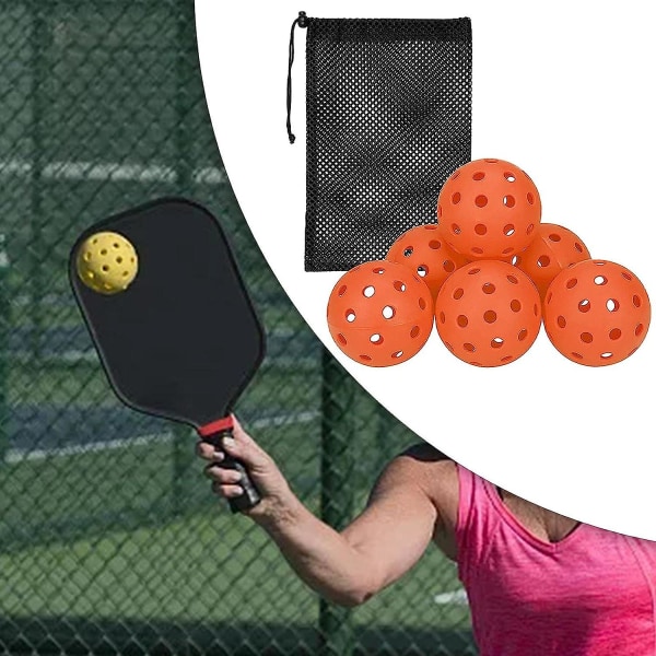 6 stk. Pickleball bolde Pickle bolde konkurrencebold hulbold 74mm officiel størrelse bold Pickleball tilbehør til udendørs