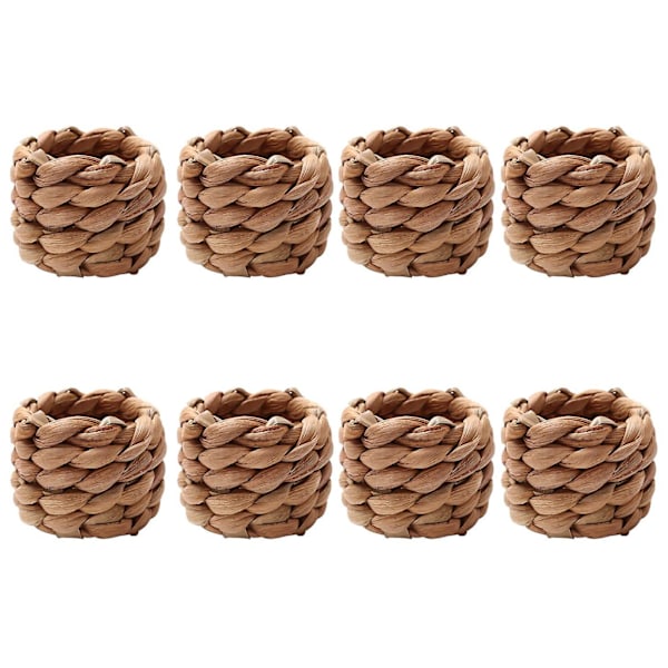 8pcs Country Style Water Woven Napkin Ring, Hand-woven Straw Napkin Ring, Farmhouse Natural Napkin