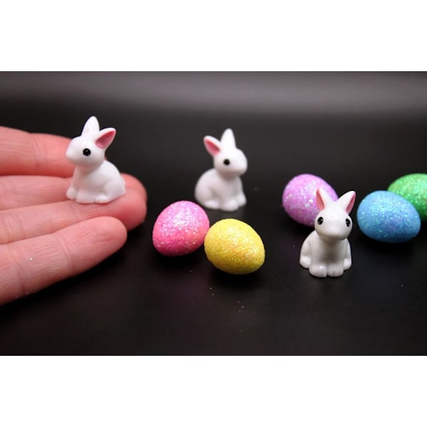 Mini Resin Siddende Kanin, Dukkehus Miniature Tiny Hvid Kanin, Fe Have Dukker Legetøj, Mini Mikro Landskab Dekoration(3 STK)
