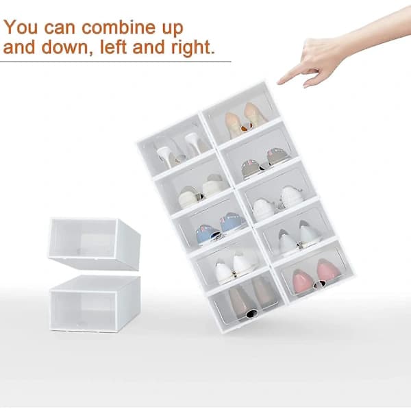 6 pcs Transparent Foldable Storage Boxes with Lid (33x23x14cm)