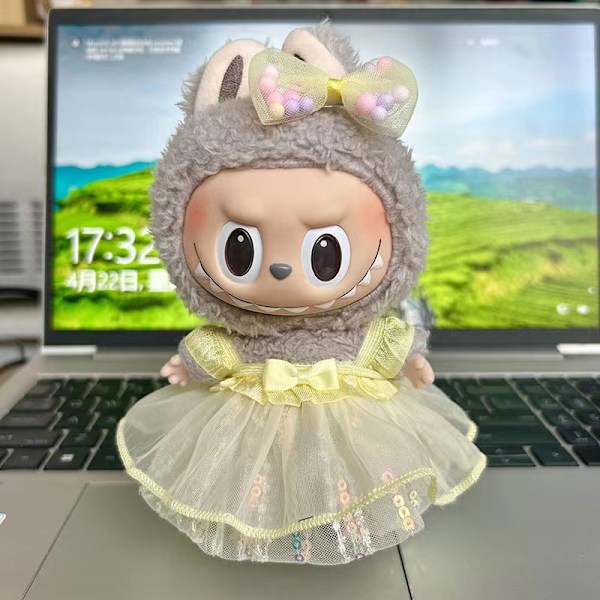 [HH] Labubu Kläder Märkesdesign Kläder Labubu Kläder Väska Skor Utsmyckning Dekorationer Förklädnad Yellow bubble skirt + headwear