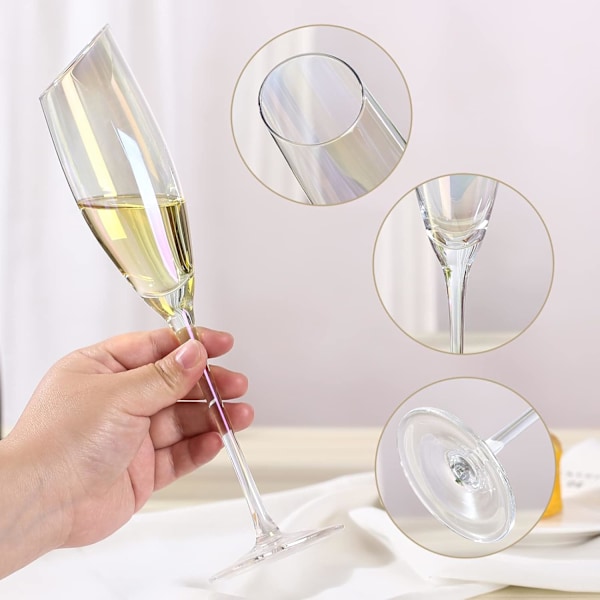 4 Pak Champagne Flutes - Klar 5,6 Oz Champagne Glas - Skål Glas til Fest Fødselsdag Jubilæum Bryllup