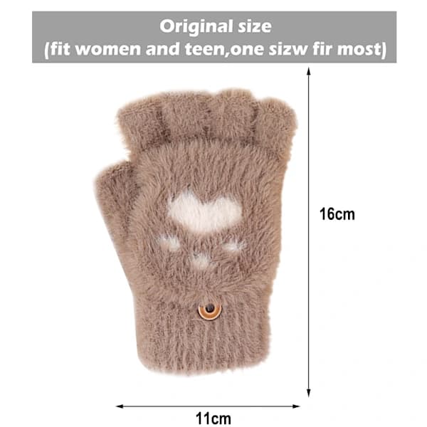Vintervarme halvfingerhandsker khaki