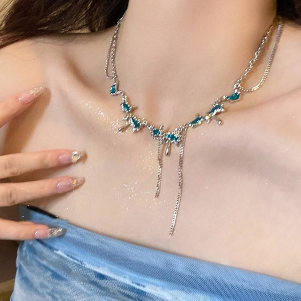 Oregelbunden Halsband för Kvinnor Pärla Zirkon Kattöga Sten Stjärna Hänge Zirkon Vattendroppe OT Kedja Mode Enkelt Dagligt Smycke