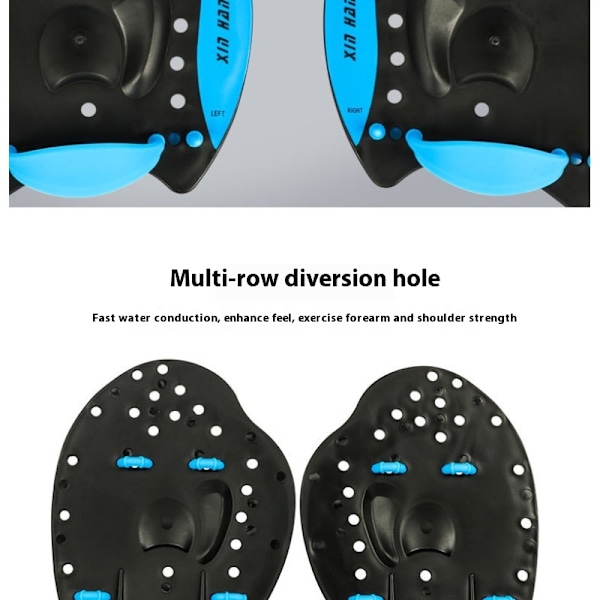 1 par blå håndflate svømmeføtter treningshansker svømmeføtter finger svømming dykking finner svømmeføtter håndpadle (M)