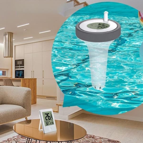 Pool Vanntemperaturmåler - Lettlest Digitalt Termometer - Hvit