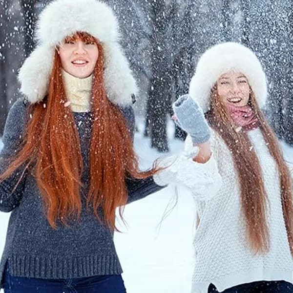Barn Jenter/Gutter Vinterstrikket Infinity Skjerf Polar Fleece Halsvarmer hvit