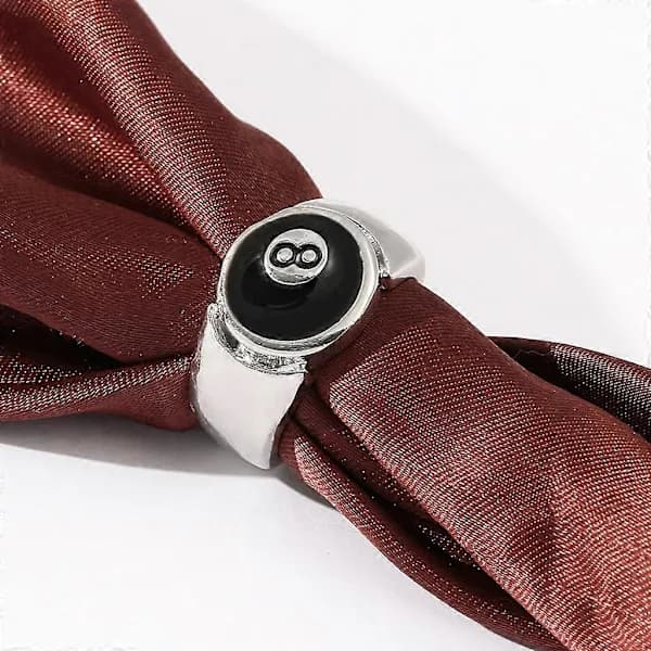 Billardkugle Ring Sølvbelagt Retro Charm Billardringe Fingersmykker