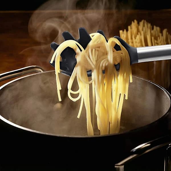 Silikon Pastagaffel Matkvalitet Pastaskje med Rustfritt Stålhåndtak