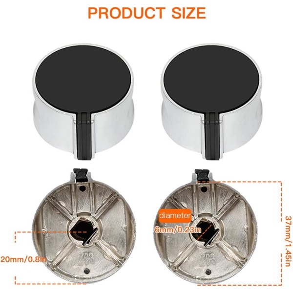 4 delar runda spisknoppar Svart zinklegeringsknopp Ersättning för gasspis Universal vridknapp f