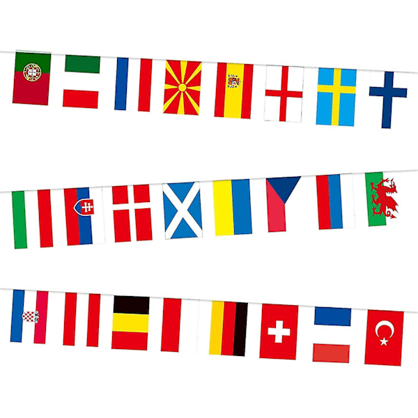 VM-flagguirlande med europæiske flag [24 lande], europæiske flag, bunting dekorative hold