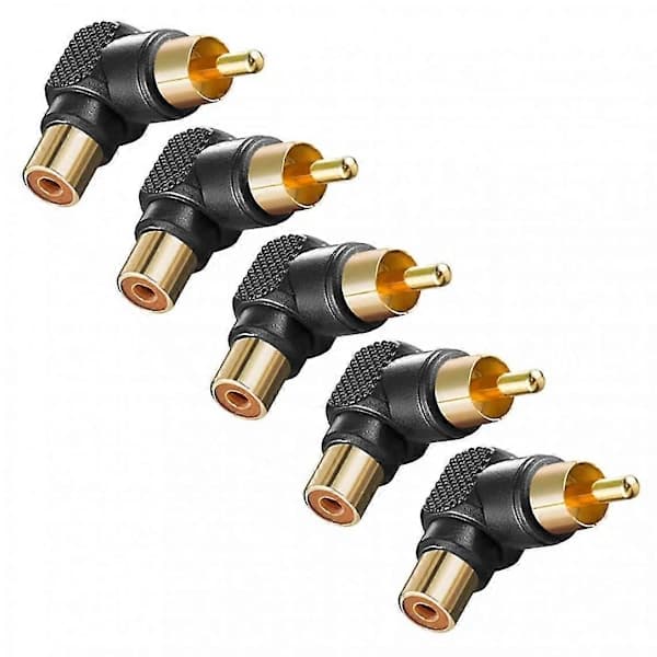 HA~10 stk. Rca Retvinklet Han til Hun Konverter Adapter 90 Grader