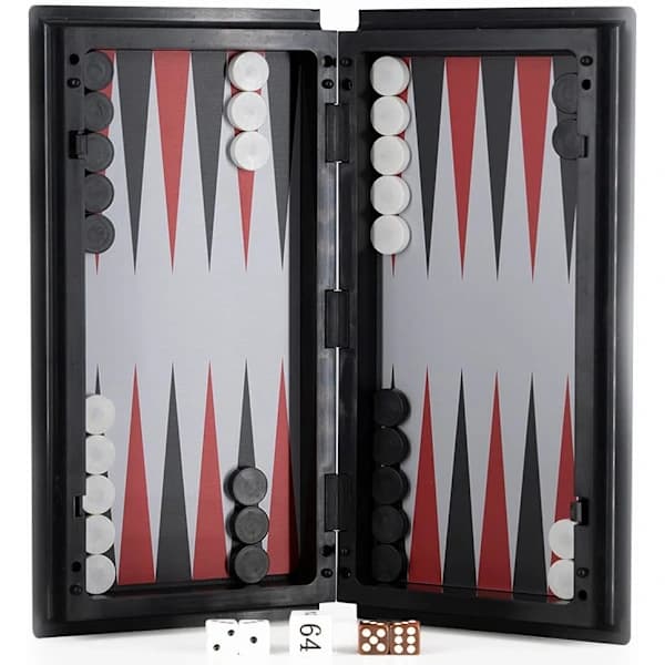 3-i-1 Schack Dam Backgammon Set, Magnetiskt Reseschack med Vikbart Fodral 9,8 Tum