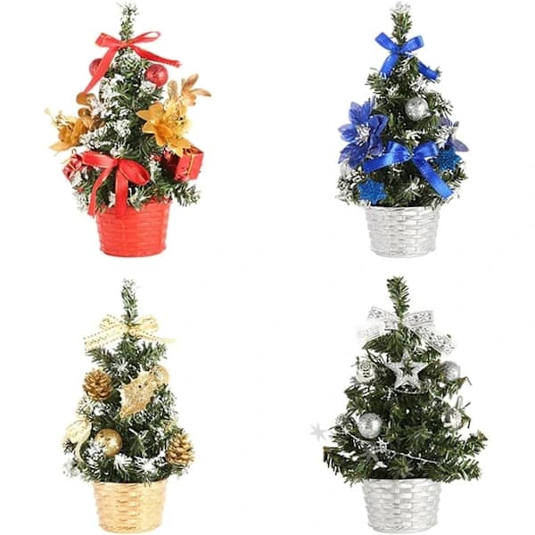 Kunstig juletre 20 cm, mini juletre sett for bord Sølv