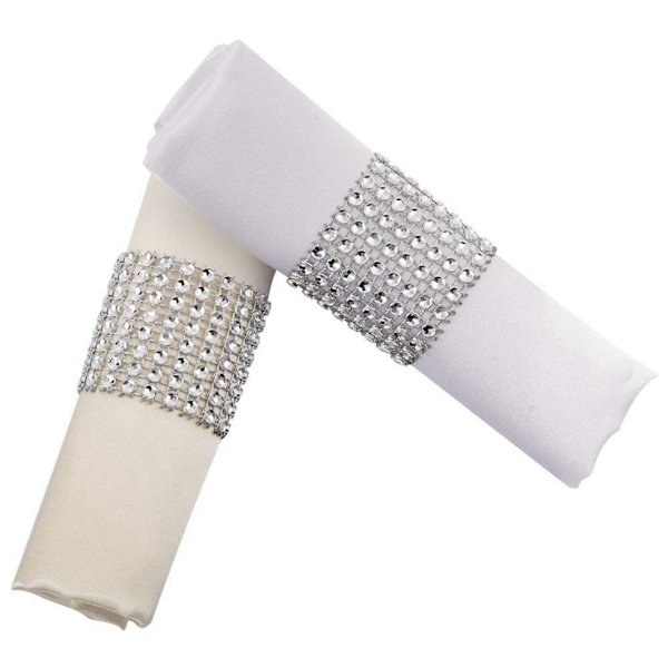 Servietringe Rhinestone Servietringe Pryd til Bryllupsfest (200 stk., Sølv)