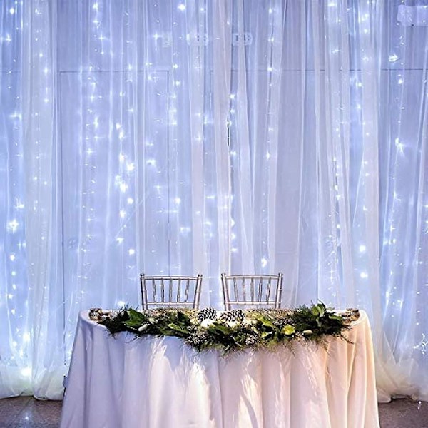 Dazzle Bright gardinljusslingor, 300 LED 9,8ft x 9,8ft 8 belysningslägen Fe-ljus USB-drivna, för jul, fest, bröllop utomhus inomhus