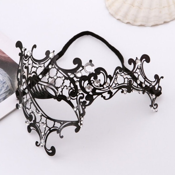 /HA/Maskerade maske til kvinder, skinnende venetiansk rhinestone Party Ball Prom Metal Maske