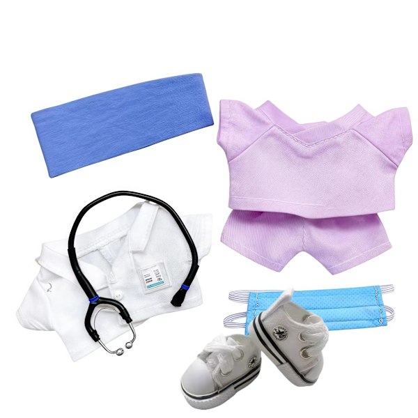 [HH] Labubu Outfit Mærkevare Tøjsæt Designer 17cm Tøj Lægedragt Tøj Labubu Outfit Tilbehør Pink suit (Set of 6 pieces)