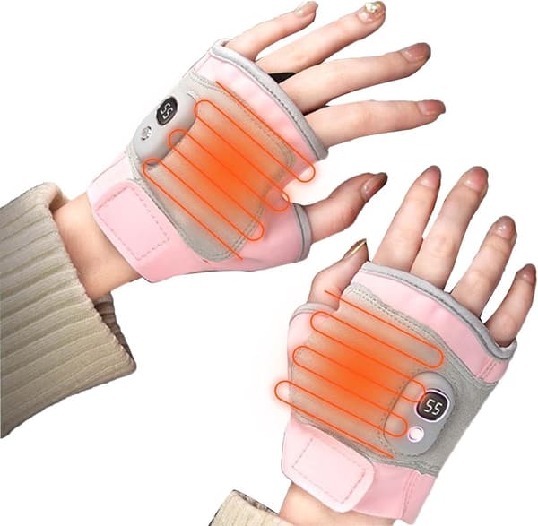 USB Genopladelige Varmehandsker, Fingerløse Bomuldshåndvarmere, Touchscreen-kompatible Til Vinterudendørs, Pink, 15 X 9 Cm
