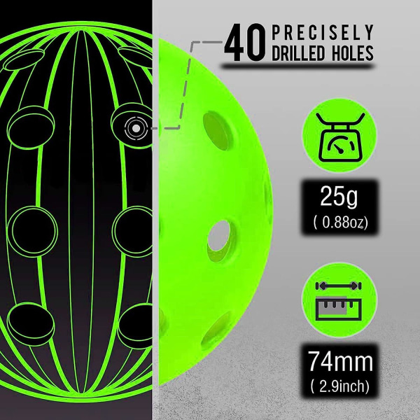 Pickleball-pallot, ulkoilmapallo, 40 reikää, ulkokäyttöön, USAPA-hyväksytty, 6/8 pakkaus