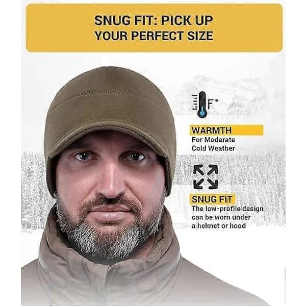 Fleeceforet Vinterhue med Skygge - Herre - Øreklap Skull Watch Cap Hat [] Armygrøn