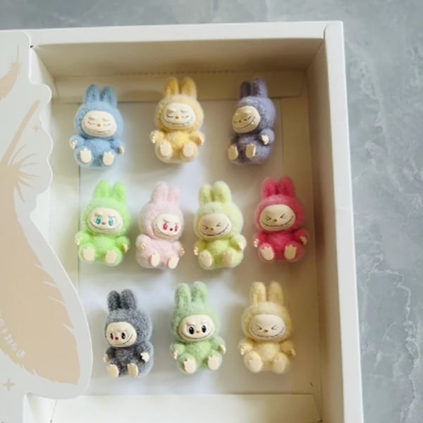 /HA/Nytt 10-pak Mini Labubu Siddende Position Actionfigur Søde Labubu Dukker Sæt Model Samling Dekor Dekorationer Tilbehør Børn Gaver