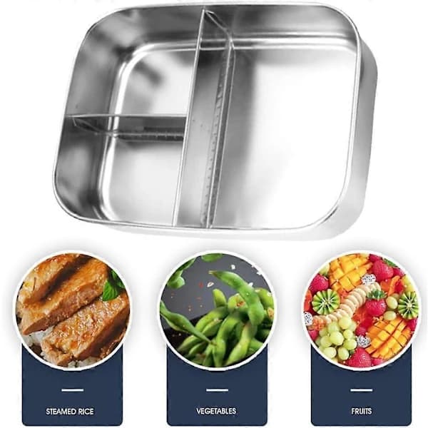 Madkasse, Bento Box Børn, Bento Box 1000 ml Rustfrit Stål Bento med 3 Rum