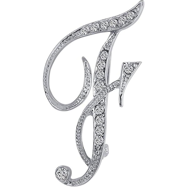 A-Z Initialer Brosch för kvinnor, Silverpläterad metall strass klar AAA+ kristall kavajslag pin broscher 1 st, WZ-1145R