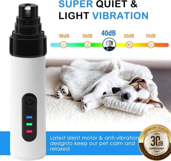 2025 Trådløs Hundneglsliper – Stille (<40 dB) – 2 Hastigheter – USB-ladet – Diamanthode