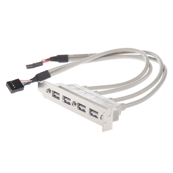 2x Hovedkort 4 Port Usb 2.0 Til 9 Pin Header Brakett Forlengelseskabel