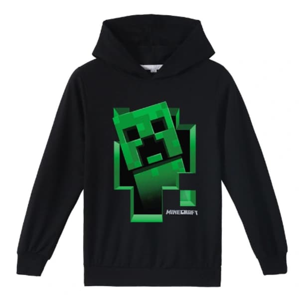 Minecraft Creeper Inuti Gutter Hettegenser Gamer Barn Hettegenser grønn green 140cm