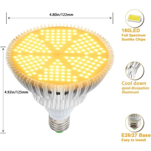 120W Fullspektrum LED Vekstlampe 180LEDs Hage Lyspære E27-FM-