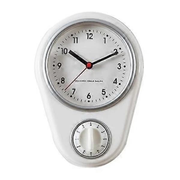 Veggklokker og timere - klokke med timerfunksjon hvit