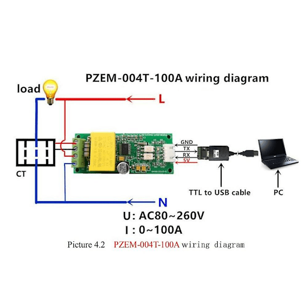 Ac Digital Multifunksjonsmåler Watt Power Volt Amp Strømmodul Pzem-004t For Ttl Com2/com3/
