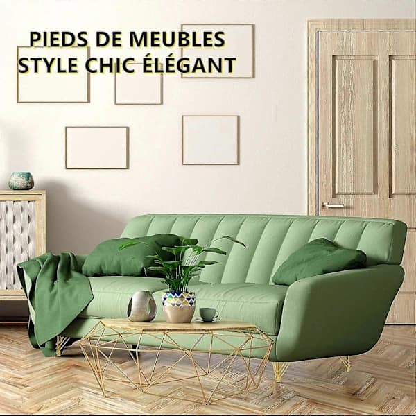 4-pack Guld Metall Möbelben, 18 cm Soffbordsben, Eleganta Moderna ChSoffben, TV-skåp, Badrumsskåp