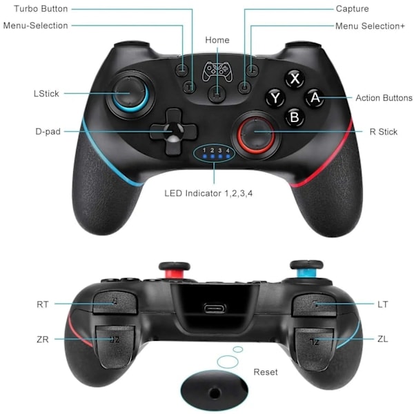 /HA/Trådløs Håndkontroller Kompatibel med Nintendo Switch Pro - Bluetooth