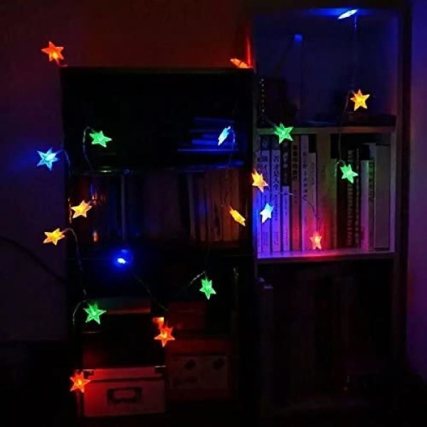 10m 80 fargerike stjerneformede LED-lyssnor AA