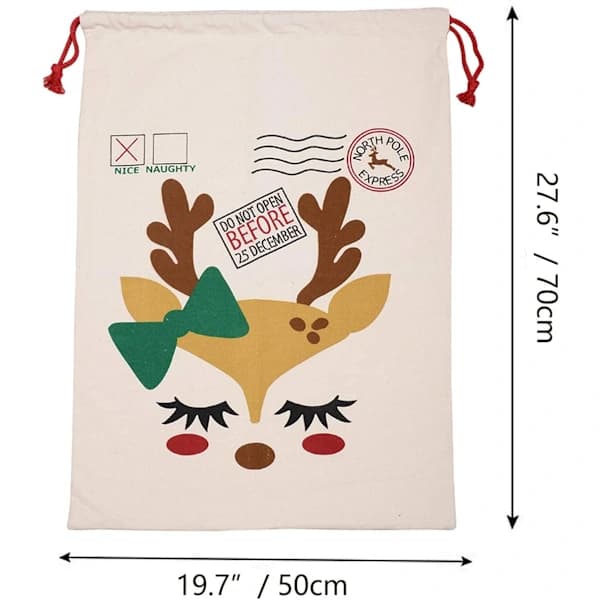 Julesekk med snøring Ekstra stor 70 x 50 cm B